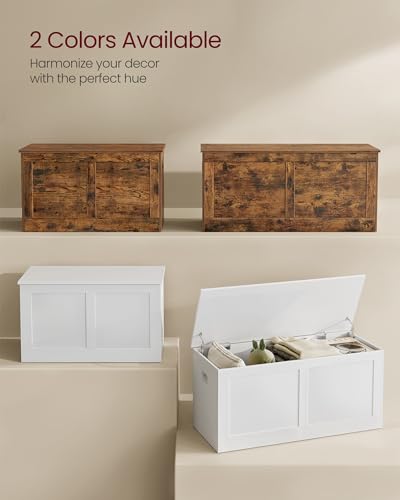 Storage Chest, Storage Trunk with 2 Safety Hinges, Storage Bench, Shoe Bench, Farmhouse Style, 15.7 x 31.5 x 18.3 Inches, for