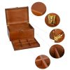 Wooden Decorative Keepsakes Storage Box with Hinged Lid, Adjustable Tray and Divider