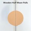 Half Moon Drawer Handles, 4PCS Wooden Semi Circle Pulls Beech Wood Wardrobe Hardware Double Hole Handle for Cabinet Door