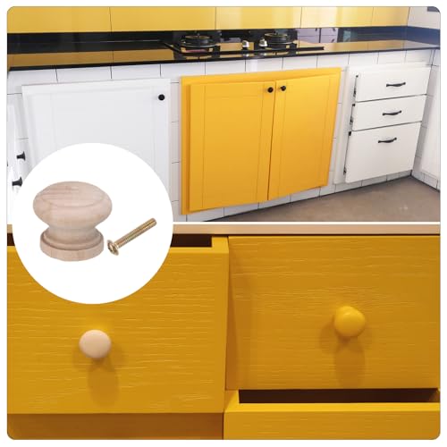 8pcs Round Wooden Knobs, 28mm/1.1" Mushroom Shape Kitchen Cabinet Knobs Single Hole Drawer Pull Hardware Handles Decorative