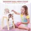 Wooden Baby Doll High Chair, Pink Wooden Baby Doll Chair for 18 Inch Dolls, Pretend Play High Chair Baby Doll Accessories, Small