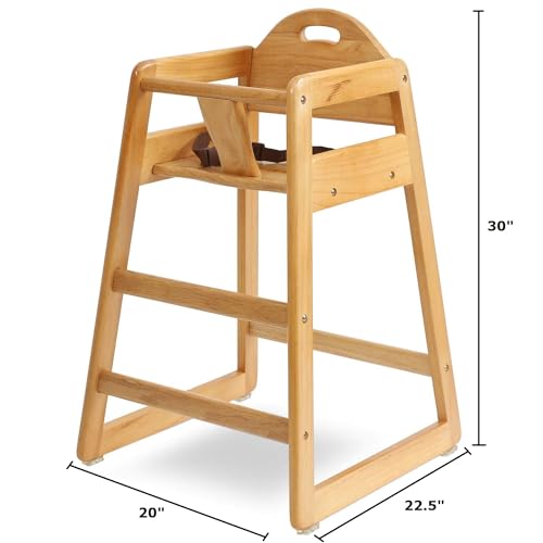 Wooden High Chair for Baby & Toddler – Restaurant-Style Stackable HighChair with Commercial Grade Solid Wood for Dining Table &
