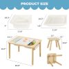 Sensory Table for Toddlers 1-3 with 2 Chairs & Roll Paper, Wooden Kid Activity Table Chair Set with Double-Sided Boards and 2