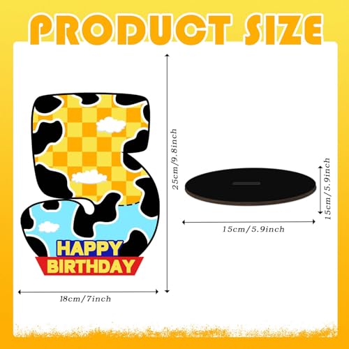 Cartoon Blue Cloud Cow Themed 5th Birthday Centerpiece Number Sign 5th Birthday Party Supplies Cartoon Story Themed Pattern