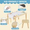 Sensory Table for Toddlers 1-3 with 2 Chairs & Roll Paper, Wooden Kid Activity Table Chair Set with Double-Sided Boards and 2