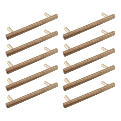 10Pcs Wood Drawer Pulls,5 inch Hole Center Pull Handles Wood,Wooden Handles for Dresser Drawers,Cabinets,Kitchen,Wardrobe