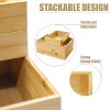 3-Piece Stackable Bamboo Storage Box, Office Desk Organizer, Wooden Boxes for Makeup Drawer Organizer Bathroom, Office Supplies,