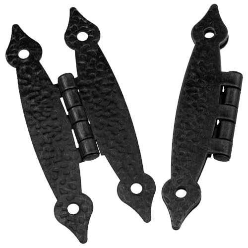 4pcs 3.5 inch Black Antique Iron H Shaped Hinge for Cabinets Kitchens Wardrobes Wooden Drawers Jewelry Boxes, Flat Hinges,
