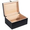 Modern Black Wooden Keepsake Box, 10.6 x 7.9 x 5.1 Inches, Lockable, Storage Box