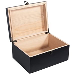 Modern Black Wooden Keepsake Box, 10.6 x 7.9 x 5.1 Inches, Lockable, Storage Box