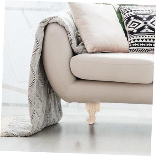 4Pcs Wooden Wardrobe Legs Unfinished Furniture Feet with Elegant European Carvings Easy Installation Solid Sofa Legs for Couch