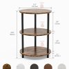 Small Round End Table - 3 Tier Design Accent Table, Narrow Side or Bedside Stand, Industrial Vintage Nightstand for Bedroom,