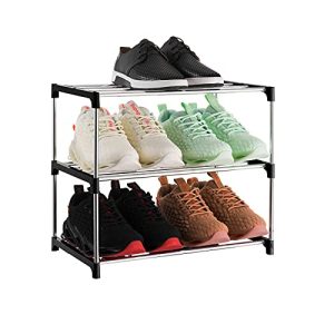 3-Tier Stackable Small Shoe Rack, Lightweight Shoe Shelf Storage Organizer for Entryway, Hallway and Closet(Black)