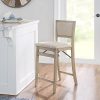 Keira Natural Rustic Wooden Folding Counter Stool with Beige Upholstered Seat and Back