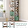 10 Tiers Vertical Shoe Rack, Narrow Shoe Tower, Tall Shoes Shelf with 2 Hooks, Adjustable Shelves, Corner Shoes Shelves for