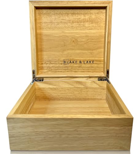 Wooden Eco Box with Hinged Lid - Solid Oak Wood Storage Box with Lid - Wooden Keepsake Box - Decorative wooden boxes with lids