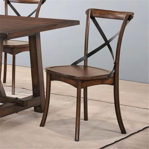 Kaelyn Wooden Side Chair in Dark Oak and Black Set of 2