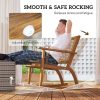 Outdoor Rocking Chair Set of 2, Acacia Wood Outdoor Rockers with Armrests, Rattan Wicker Back and Seat, Patio Wooden Rocking