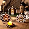 3 Pcs Wood Halloween Pumpkin Decorations Indoor Black and White Boo Pumpkins Wooden Table Signs Party Tiered Tray Decorations