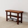 Solid Pine Wood Entryway Shoe Rack Bench, Espresso, 10.4" D x 27.56" W x 17.72" H