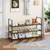 Shoe Rack, 3-Tier Shoe Organizer, Metal Storage Shelf, for 16-20 Pairs, Stackable, for Entryway, 11.75 x 36.5 x 21.5 Inches,