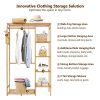 Bamboo Garment Rack 6 Tier Storage Shelves Clothes Hanging Stand with Side Hooks, Heavy Duty Clothing Rack Portable Wardrobe