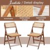 Rattan Folding Chair, Modern Mid Century Dining Chairs Set of 1, Comfy Outdoor Bamboo Chairs for Bedroom Living Room Reading