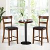 Bar Stools Set of 2, 25.5-Inch Counter Height Chair with Backrest, Foam-Padded Cushion, Rubber Wood Legs, Wooden Vintage Dining
