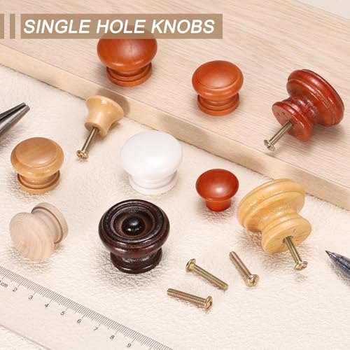 8pcs Round Wooden Knobs, 28mm/1.1" Mushroom Shape Kitchen Cabinet Knobs Single Hole Drawer Pull Hardware Handles Decorative