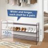 Long 3 Tier Shoe Rack for Closet Wide Shoe Storage Organizer Stackable Metal Shoe Shelf for 24 Pairs Men Sneakers with Wire Grid