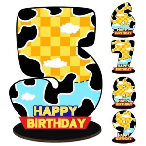 Cartoon Blue Cloud Cow Themed 5th Birthday Centerpiece Number Sign 5th Birthday Party Supplies Cartoon Story Themed Pattern