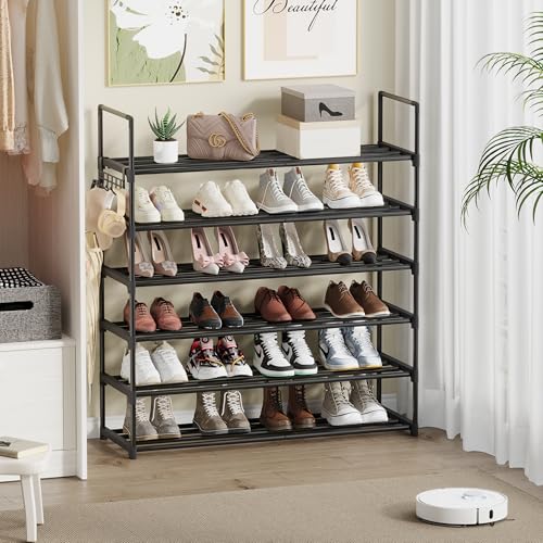 6 Tier Shoe Rack, Shoe Rack for Closet, Shoe Organizer for Entryway, Shoe Storage for Front Door Entrance & Entryway, Large Shoe