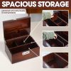 Large Kit - Wooden Storage Box with Decorative Tray & Lock, 2 Jars. Decorative Box for Home Gifts Locking Storage - Unique Gift
