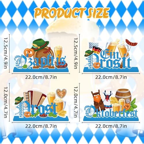 4Pcs Oktoberfest Decorations Table Wooden Centerpiece Ein Prosit October Festival Decorations Bavarian German Beer Festival