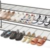 Long 3 Tier Shoe Rack for Closet Wide Shoe Storage Organizer Stackable Metal Shoe Shelf for 24 Pairs Men Sneakers with Wire Grid