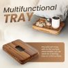 Acacia Wood Sofa Armrest Tray - 13.75 x 9.5in Double Hinge Sofa Arm Tray Table Clip - Couch Arm Table - Wooden Side Tables for