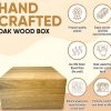 Wooden Eco Box with Hinged Lid - Solid Oak Wood Storage Box with Lid - Wooden Keepsake Box - Decorative wooden boxes with lids