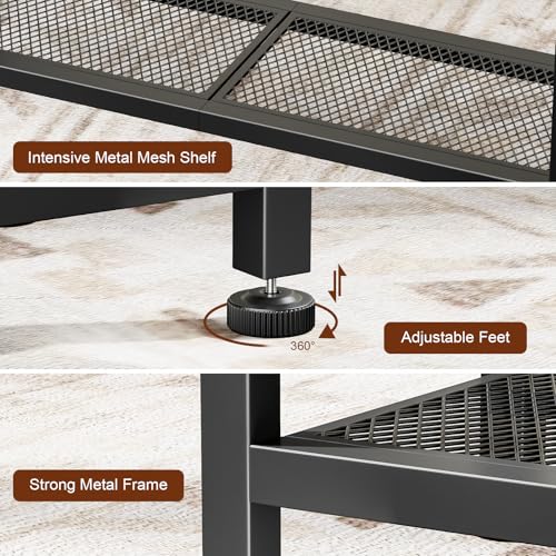 Entryway Table 44'' Sofa Console Table with 2 Fabric Drawers, Industrial Entry Way Shoe Rack with Metal Mesh Shelf for Front