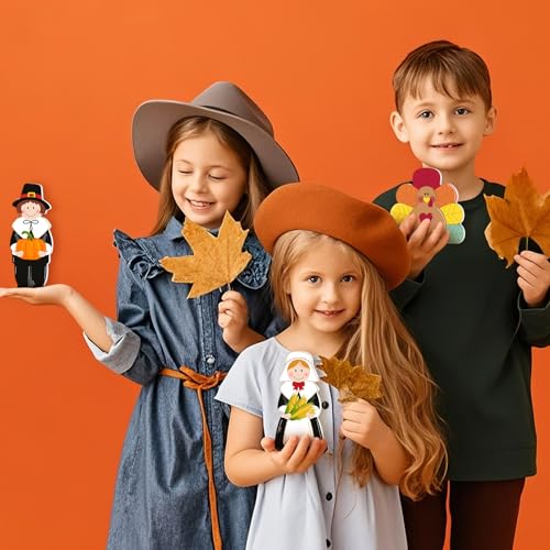 3 Pcs Thanksgiving Pilgrim Boy Girl and Turkey Tabletop Decoration Fall Wooden Turkey Pilgrim Couple Table Centerpieces Autumn
