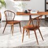 Wooden Dining Chairs Set of 2, Windsor Kitchen Chairs w/High Spindle Back & Rubber Wood Legs, Wide Seat & Curved Backrest,