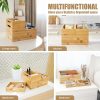 3-Piece Stackable Bamboo Storage Box, Office Desk Organizer, Wooden Boxes for Makeup Drawer Organizer Bathroom, Office Supplies,