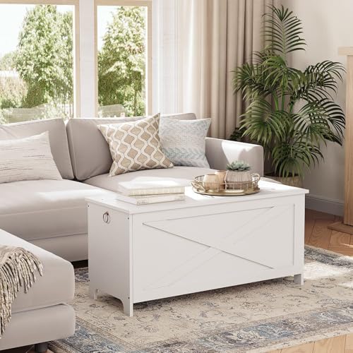 39.4" Toy Chest, Sturdy Entryway Storage Chest with Safety Hinges, Retro Toy Box, Wooden Look Accent Furniture for Living Room,