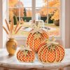 Fall Decor-3 Pcs Wooden Pumpkin Decor for Autumn Table, Mantel Decor, Fall Tiered Tray Decor, Autumn Table, Shelf, Bedroom，Fall