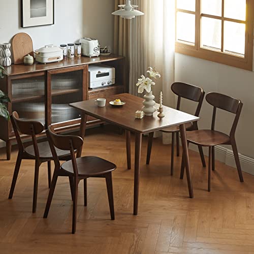 Oak Wood Dining Chairs,Mid Century Modern Dining Chairs with Comfortable Curved Backrest,Wood Chairs for Kitchen,Dining Room (1,