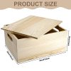 Wooden Storage Box 15 x 12 x 7 Inches Pine Wood Decorative Crate Box with Hand Holes and Lid Plain Unpainted Wooden Storage Bins