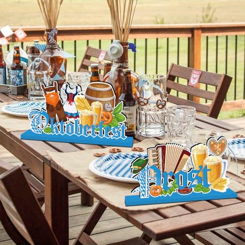 4Pcs Oktoberfest Decorations Table Wooden Centerpiece Ein Prosit October Festival Decorations Bavarian German Beer Festival