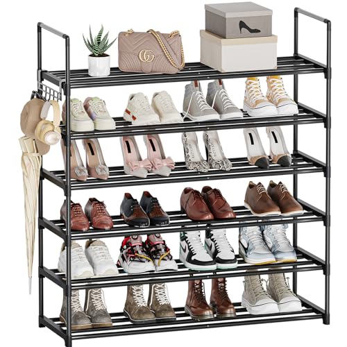6 Tier Shoe Rack, Shoe Rack for Closet, Shoe Organizer for Entryway, Shoe Storage for Front Door Entrance & Entryway, Large Shoe