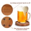 6 Pcs Best Wooden Coasters with Holder Coffee Table Decor Acacia Wood Coaster Set Modern Cup Coaster for Drink Home Dining Table