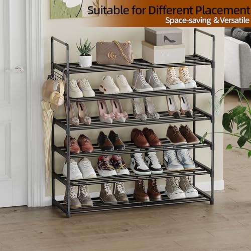 6 Tier Shoe Rack, Shoe Rack for Closet, Shoe Organizer for Entryway, Shoe Storage for Front Door Entrance & Entryway, Large Shoe