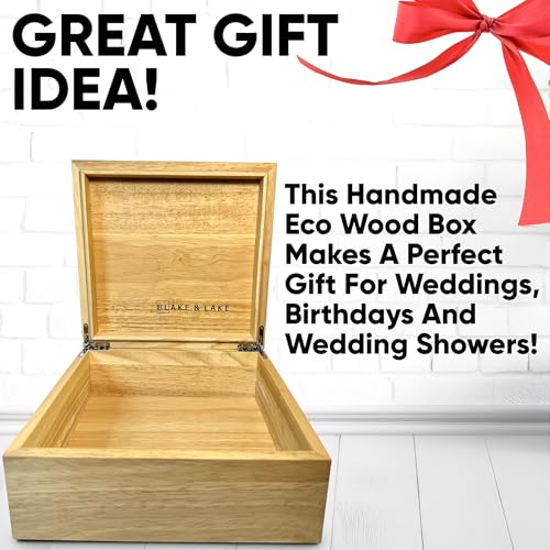 Wooden Eco Box with Hinged Lid - Solid Oak Wood Storage Box with Lid - Wooden Keepsake Box - Decorative wooden boxes with lids